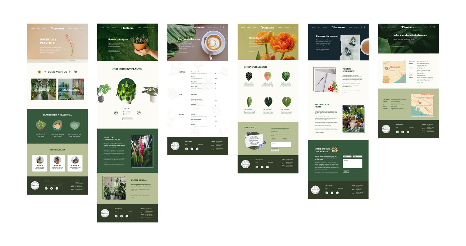 Hi-fi wireframe for Plantoem