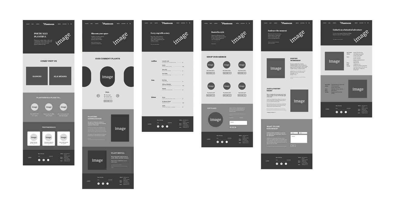 Lo-fi wireframe for Plantoem